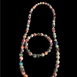 Multicolor Beaded Necklace and Bracelet Set